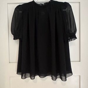 Aritzia Wilfred Black Women's Blouse (sheer short sleeves)